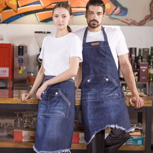 U3045D -  Deckle Edged Vintage Denim Bib or Waist Apron