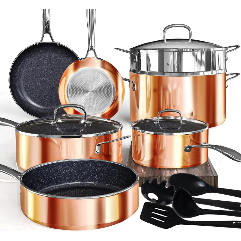 14-Piece Deluxe Dishwasher Safe Nonstick Cookware Sets