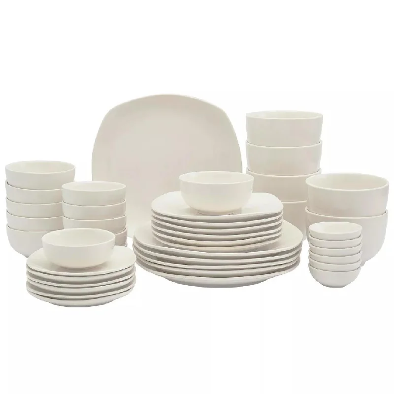 42-Piece Tabletops Unlimited Whiteware Soft Square Dinnerware Set