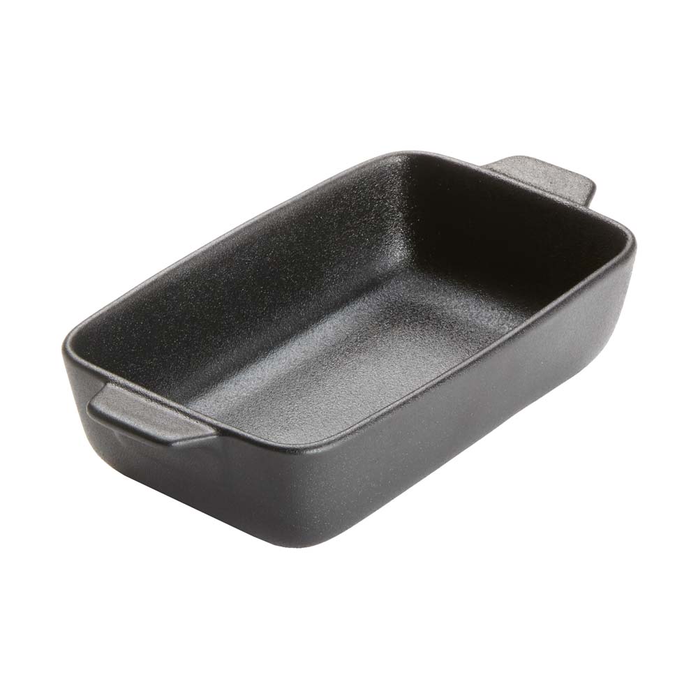 American Metalcraft PBB9 Porcelain Rectangular Casserole Dish w/ Handles, Black Matte, 20 oz., 7" x 4" x 2"