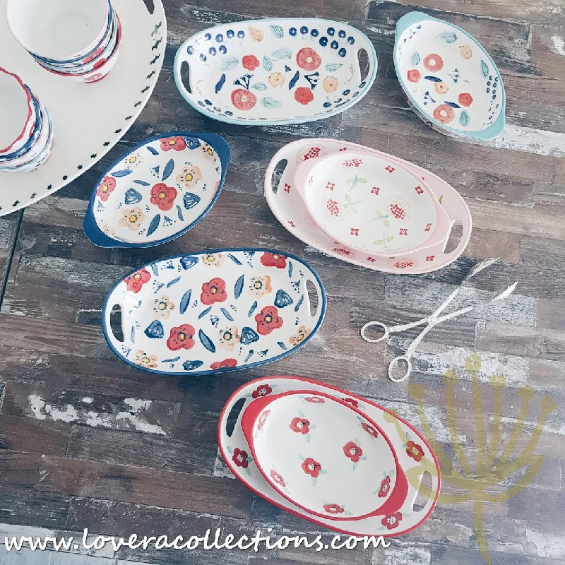 *60% OFF CLEARANCE SALE* Handmade Assorted Prints Oval Baking Dishes