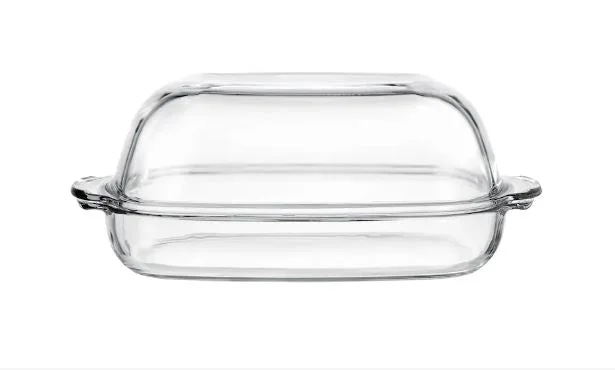 BURREN IKEA Oven/serving dish with lid, clear glass, 42x26 cm