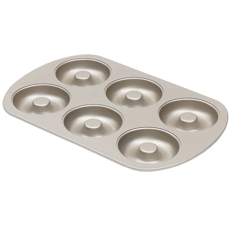 Aurelia Non-Stick 6-Cavity Carbon Steel  Donut Pan, Gold