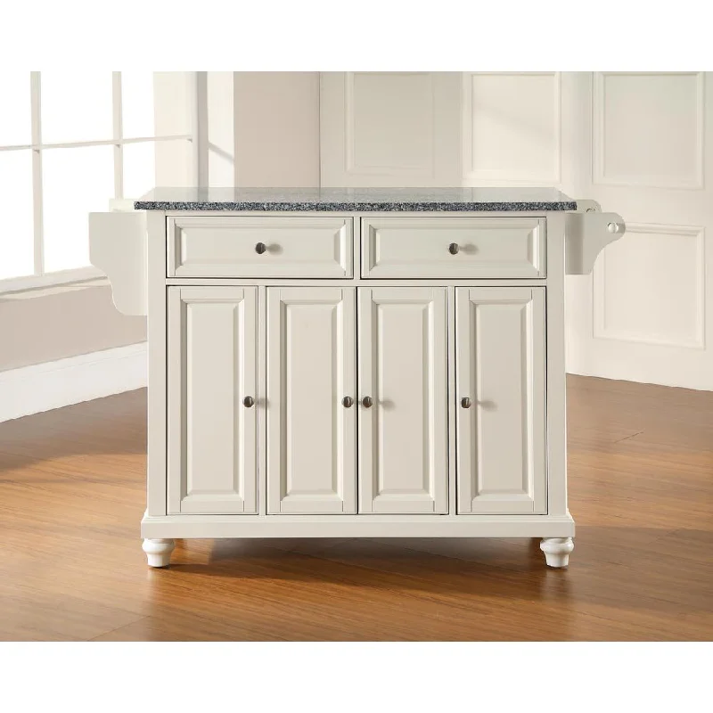 Cambridge Granite Top Full Size Kitchen Island/Cart White/Gray