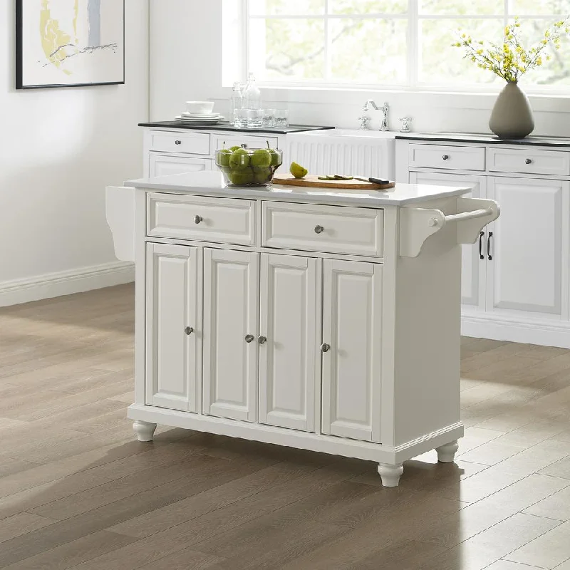 Cambridge Stone Top Full Size Kitchen Island/Cart White/White