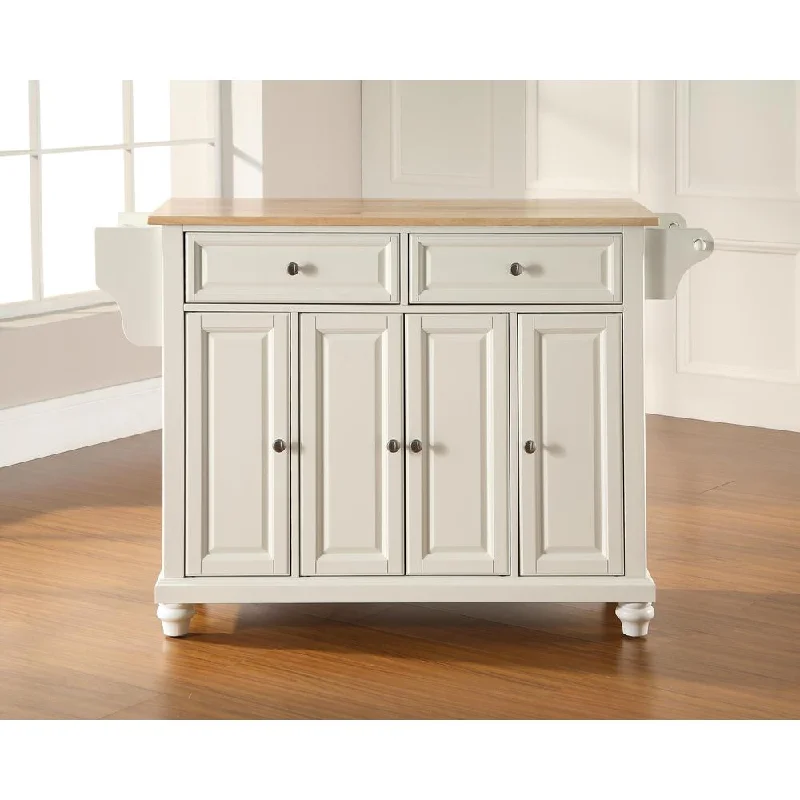 Cambridge Wood Top Full Size Kitchen Island/Cart White/Natural