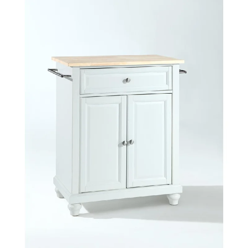 Cambridge Wood Top Portable Kitchen Island/Cart White/Natural