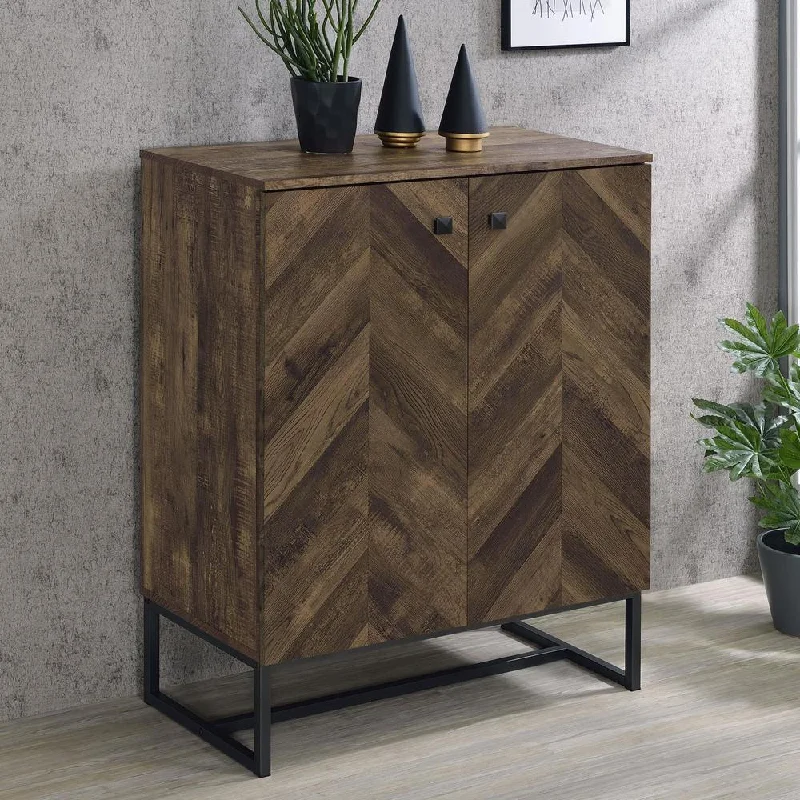 Carolyn 2-door Accent Cabinet Rustic Oak and metal