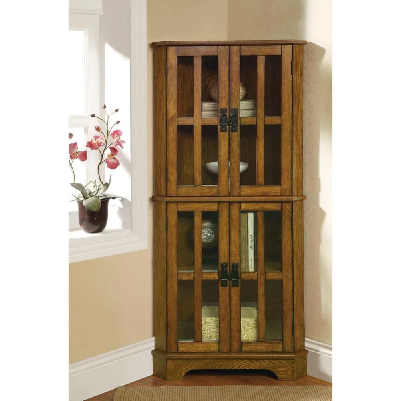 Coreosis 4-shelf Corner Curio Cabinet Golden Brown