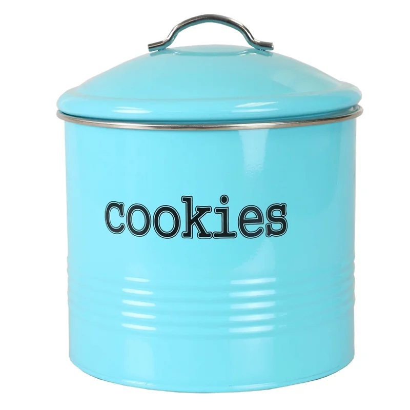 Tin Cookie Jar, Turquoise