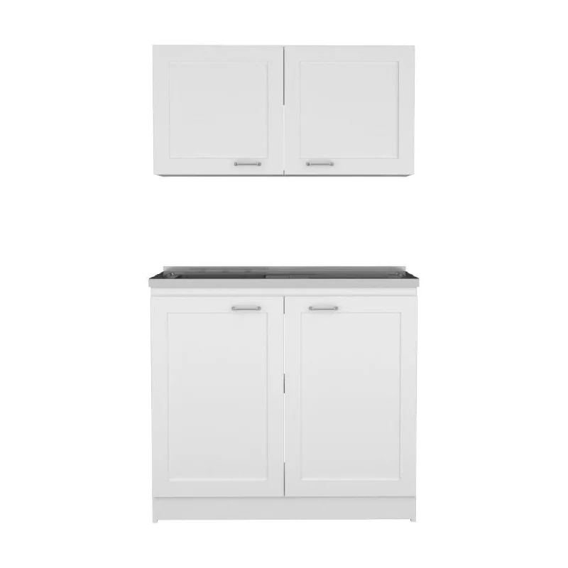 DEPOT E-SHOP Agate Cabinet Set, Two Parts Set, Countertop-White, For Kitchen