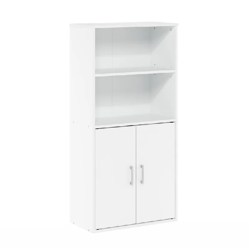 Furinno Pasir Storage Cabinet with 2 Open Shelves and 2 Doors, White