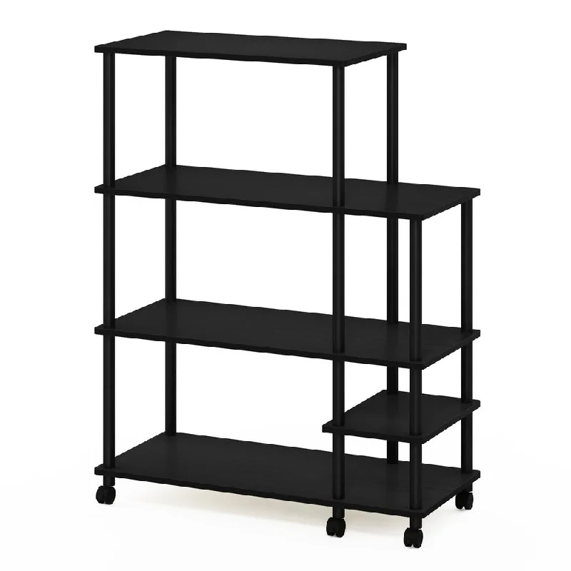 Furinno Turn-N-Tube 4-Tier Toolless Kitchen Wide Storage Shelf Cart, Americano/Black