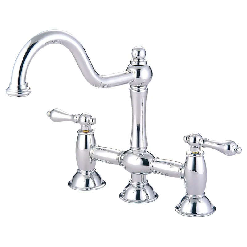 Kingston Brass Chrome 8" centerset Bridge two handle Kitchen Faucet KS3781AL