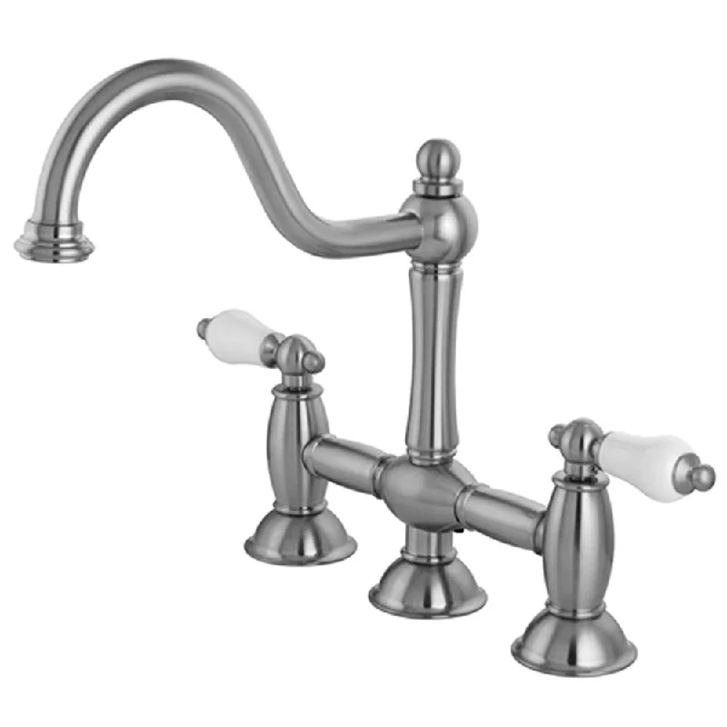 Kingston Brass Chrome 8" centerset Bridge two handle Kitchen Faucet KS3781PL