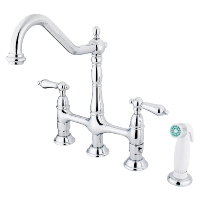 Kingston Brass Chrome 8" Centerset Kitchen Faucet With Side Sprayer KS1271AL