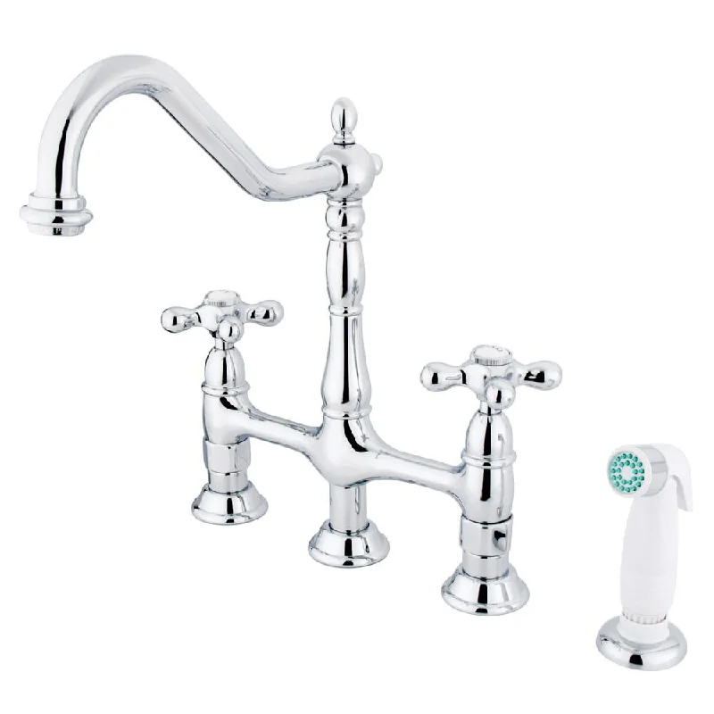 Kingston Brass Chrome 8" Centerset Kitchen Faucet With Side Sprayer KS1271AX