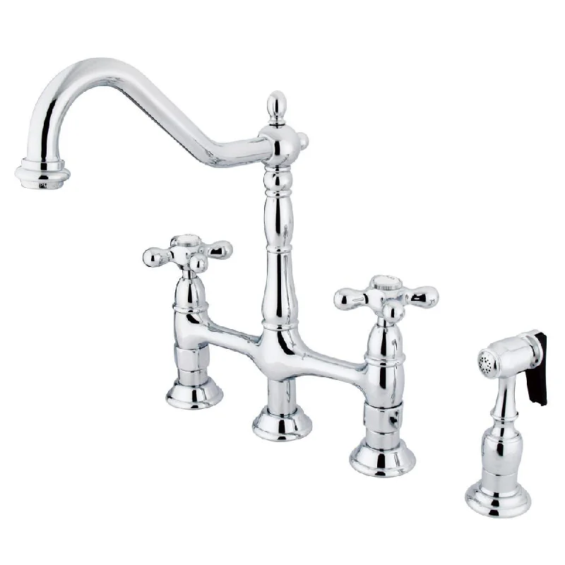 Kingston Brass Chrome 8" Centerset Kitchen Faucet With Side Sprayer KS1271AXBS