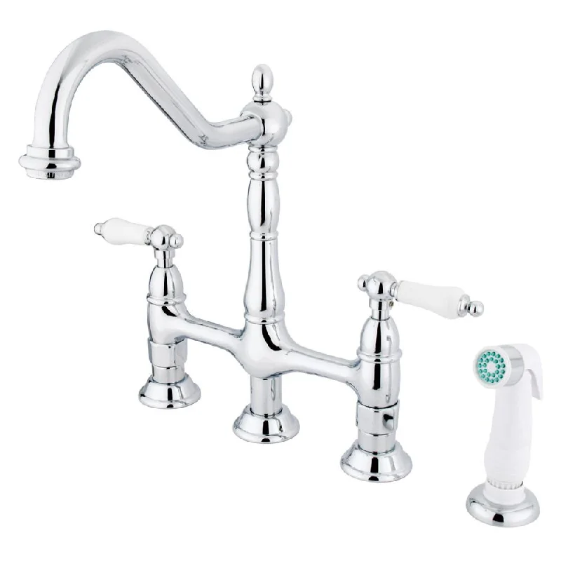 Kingston Brass Chrome 8" Centerset Kitchen Faucet With Side Sprayer KS1271PL