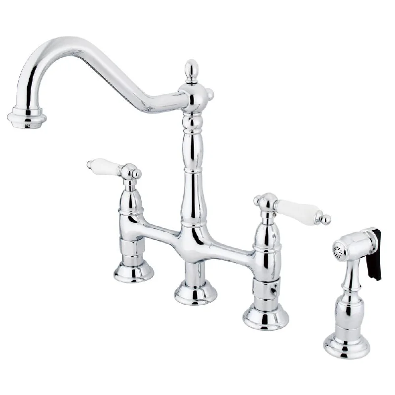 Kingston Brass Chrome 8" Centerset Kitchen Faucet With Side Sprayer KS1271PLBS