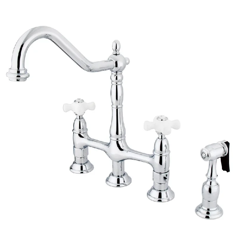 Kingston Brass Chrome 8" Centerset Kitchen Faucet With Side Sprayer KS1271PXBS