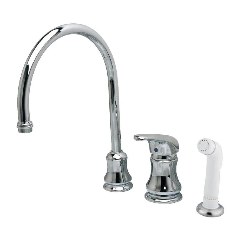 Kingston Brass Chrome Single Handle Goose Neck Kitchen Faucet with Spray KS821C