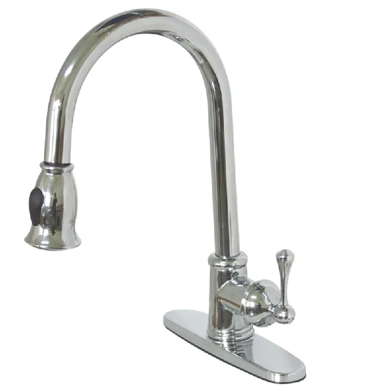 Kingston Brass Chrome Single Hole Pull Down Kitchen Faucet w Deck plate KS7881BL