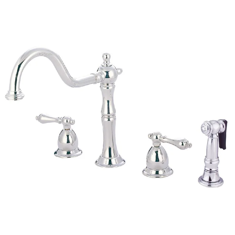 Kingston Chrome Double Handle Kitchen Faucet with Brass Side Sprayer KS1751ALBS