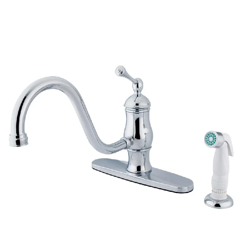 Kingston Chrome Single Handle 8" Centerset Kitchen Faucet w Side Spray KS1571BL