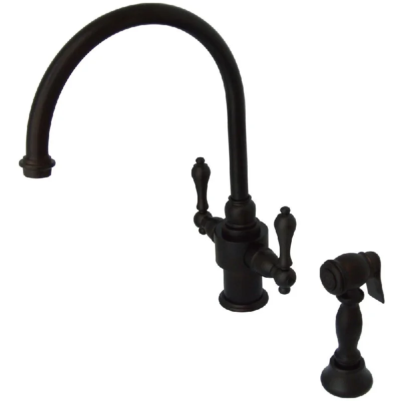 Kingston English Country Oil Rubbed Bronze Kitchen Faucet w Sprayer KS7715ALBS