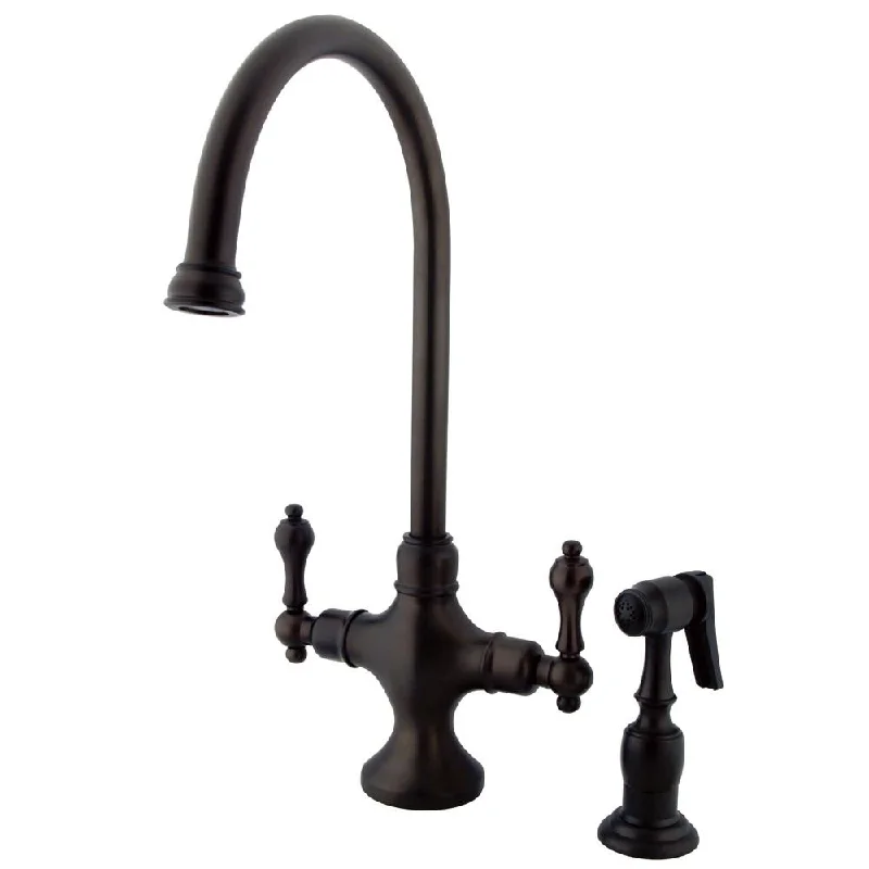 Kingston Oil Rubbed Bronze 2 Handle 1 Hole Kitchen Faucet w sprayer KS1765ALBS