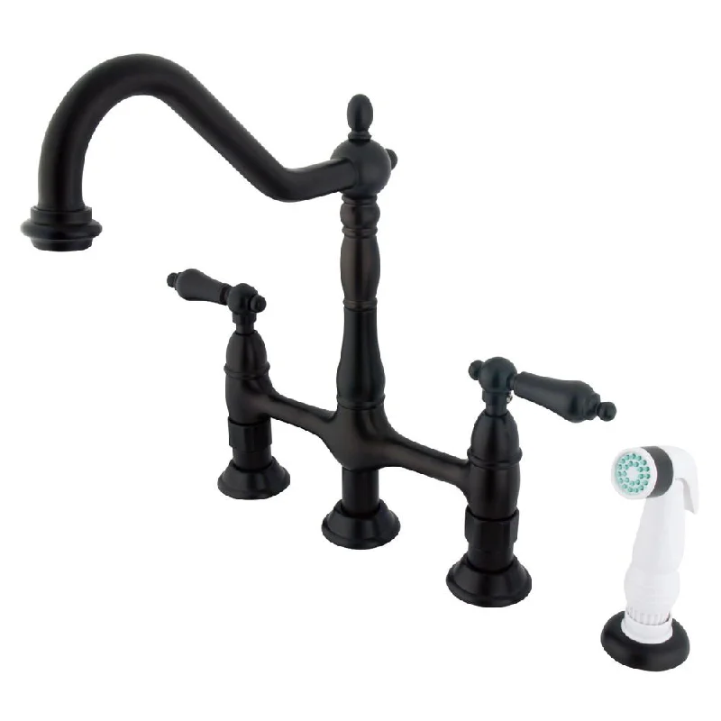 Kingston Oil Rubbed Bronze 8" Centerset Kitchen Faucet w Side Sprayer KS1275AL