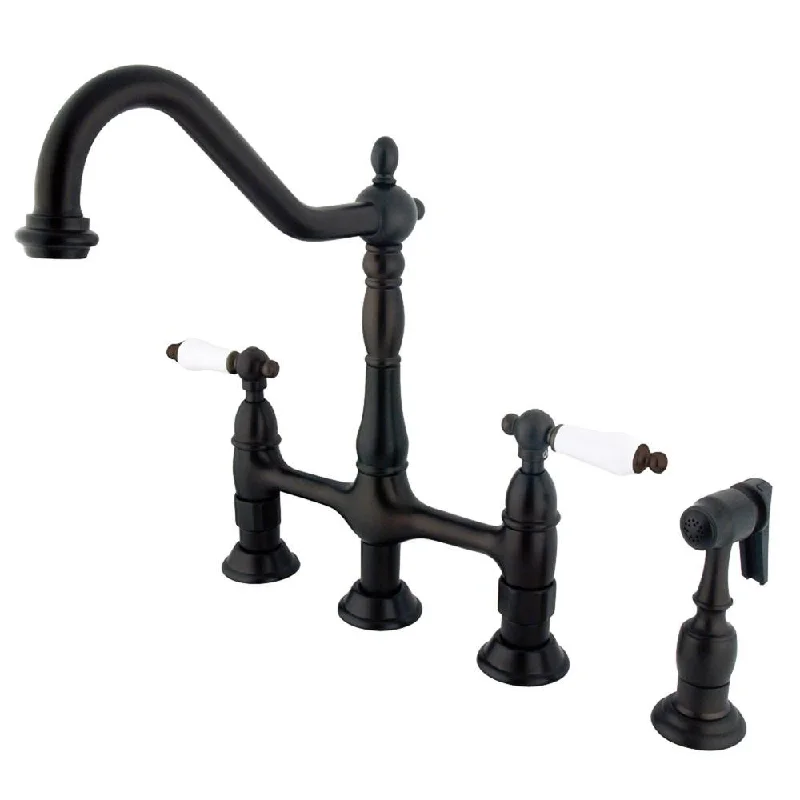 Kingston Oil Rubbed Bronze 8" Centerset Kitchen Faucet w Side Sprayer KS1275PLBS