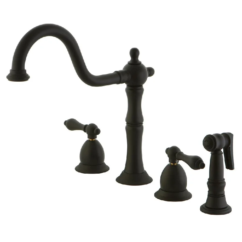 Kingston Oil Rubbed Bronze two Handle Kitchen Faucet w Side Sprayer KS1755ALBS