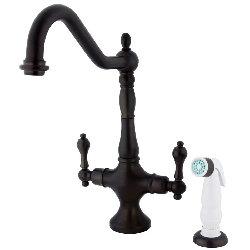 Kingston Oil Rubbed Bronze two Handle Kitchen Faucet w Side Sprayer KS1775AL