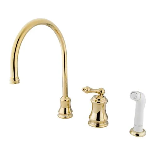 Kingston Polished Brass Single Handle Widespread Kitchen Faucet w spray KS3812AL