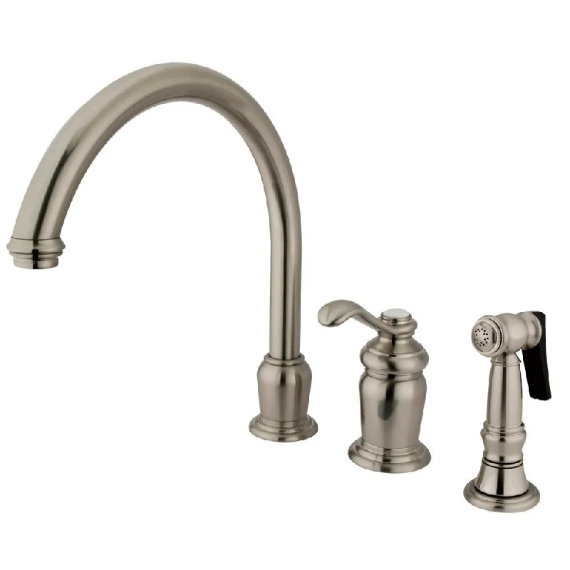 Kingston Satin Nickel Templeton High Spout Kitchen Faucet With Spray KS7828TLBS