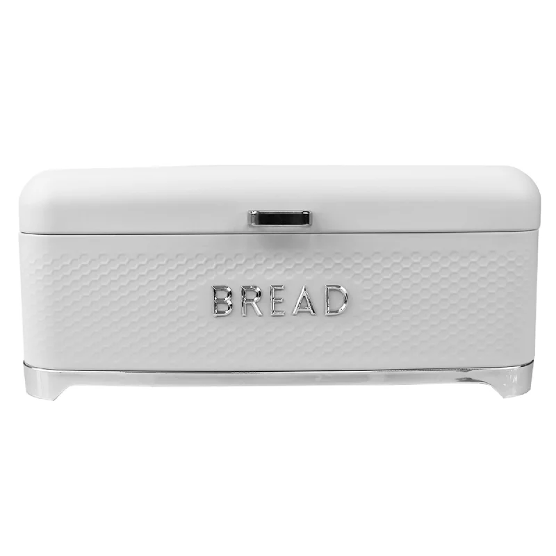 Michael Graves Design Soho Swing Up Lid Tin Bread Box, White