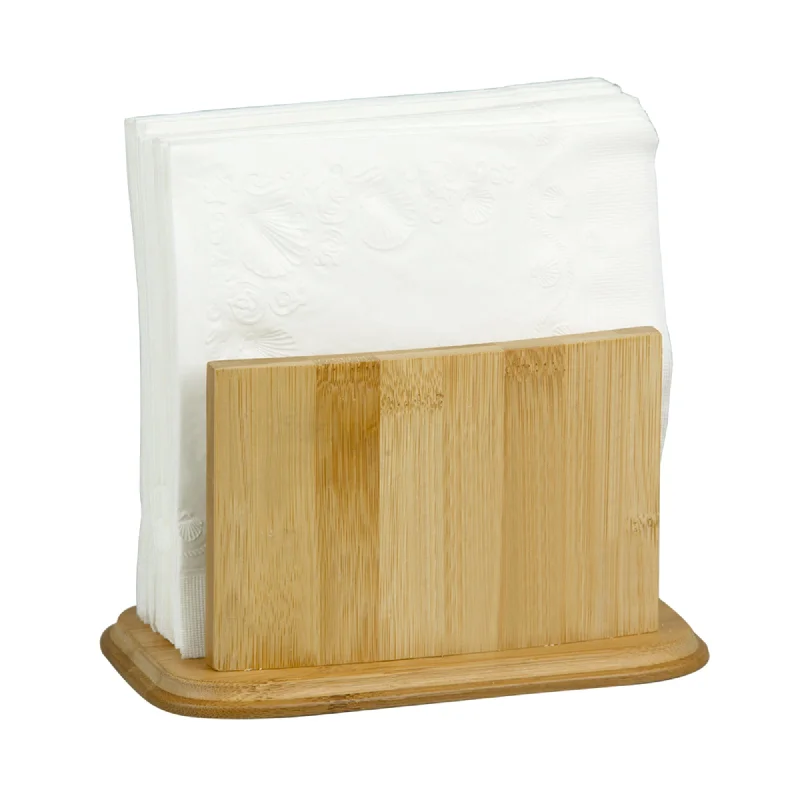 Premium Bamboo Freestanding Large Capacity Napkin Holder, Natural