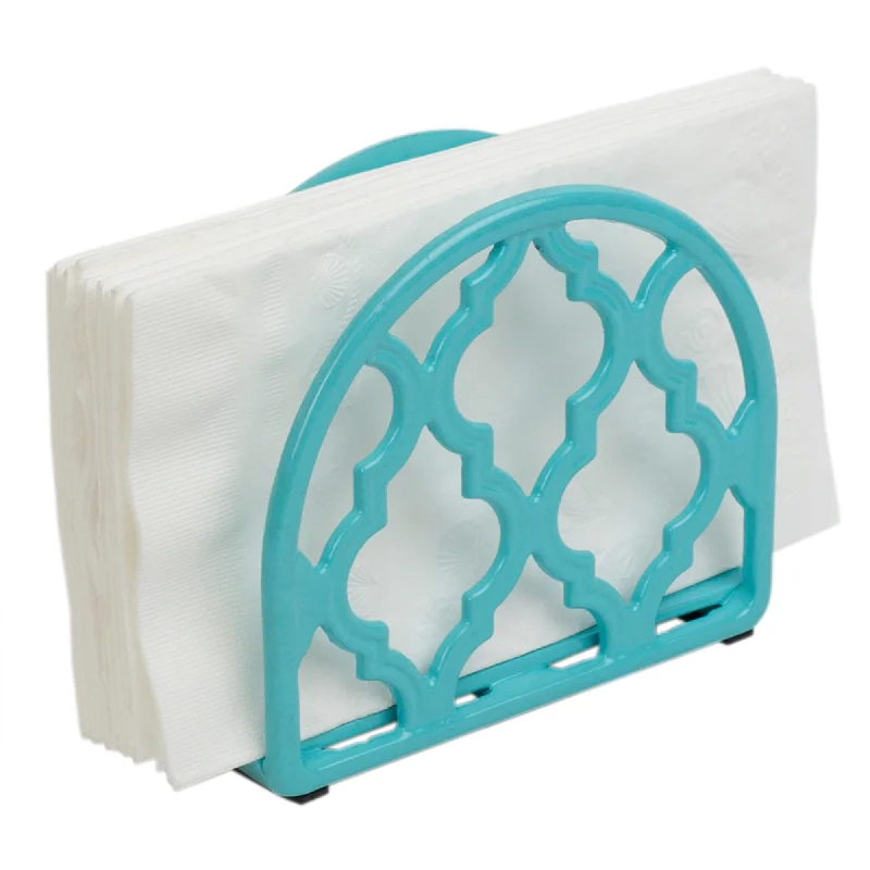 Lattice Collection Cast Iron Napkin Holder, Turquoise