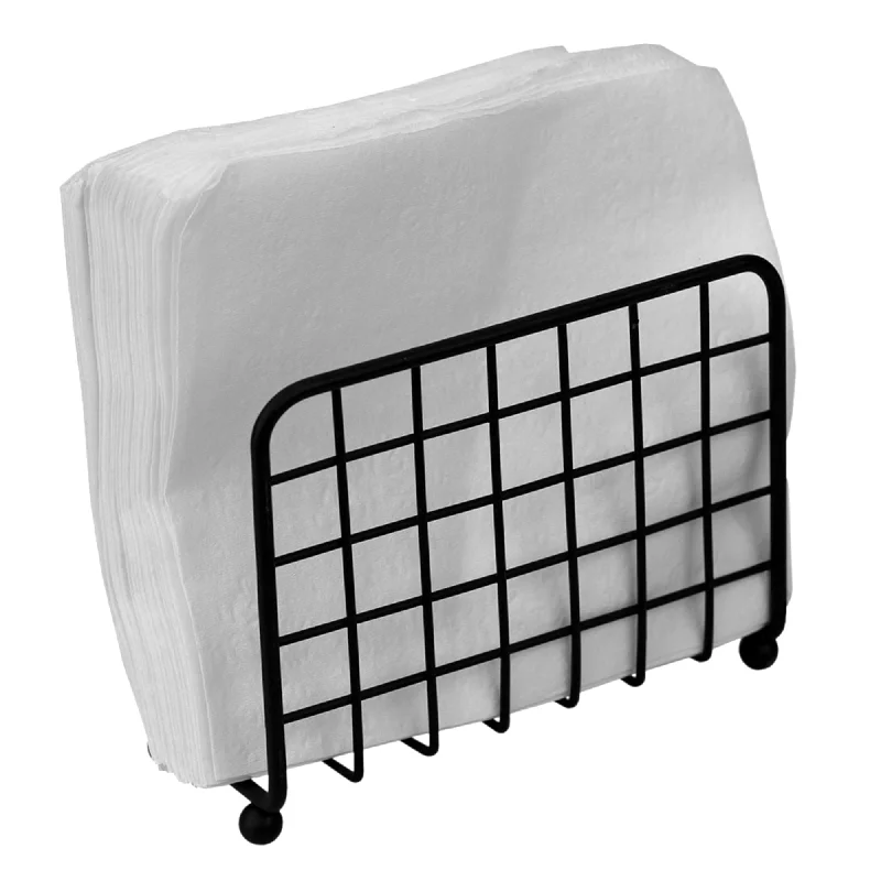 Grid Collection Non-Skid Free Standing Napkin Holder, Black