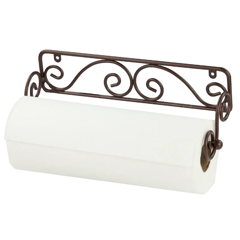 Scroll Collection Steel Wall Mounted Paper Towel Holder, Bronze