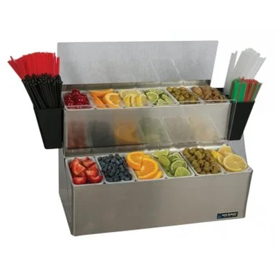 San Jamar EZ-Chill Condiment Bar with 12 Compartments, Stainless Steel, 20.9" x 12" x 12.75"