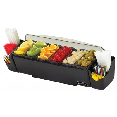 San Jamar The Dome Condiment Bar with 6 Compartments & Snap On Caddies, 20" x 6.8" x 7.1"