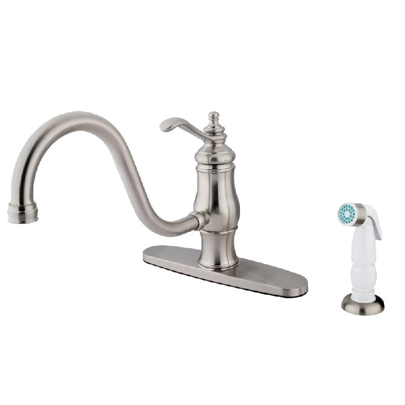 Satin Nickel Single Handle 8" Centerset Kitchen Faucet w sprayer KS1578TL