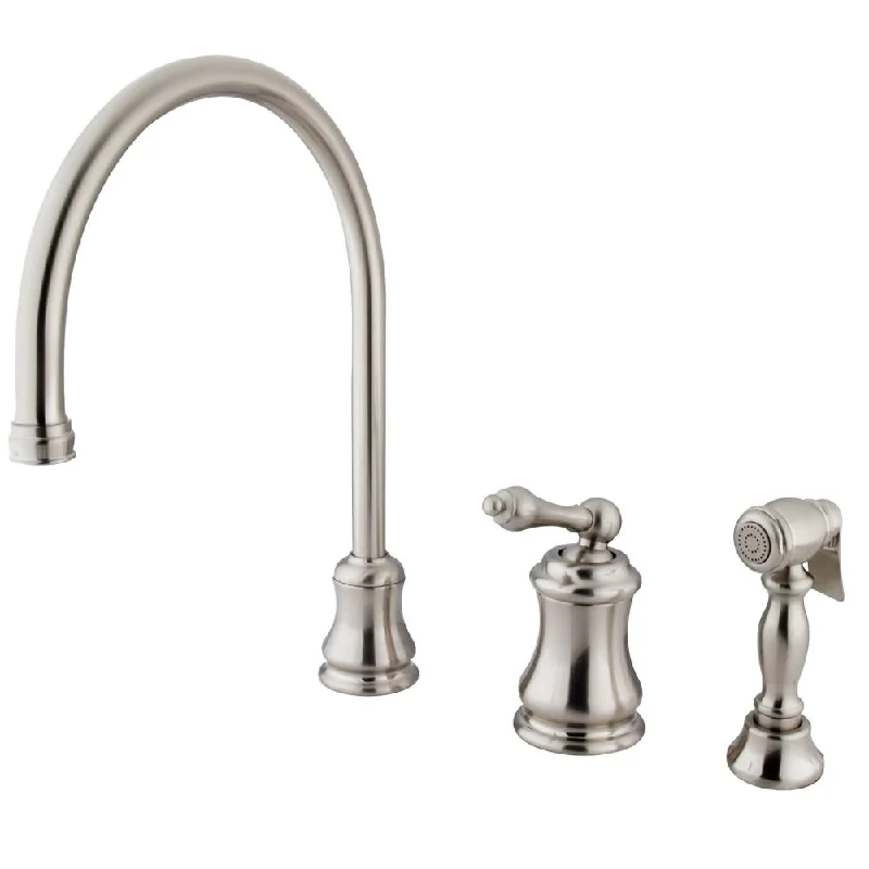 Satin Nickel Single Handle Widespread Kitchen Faucet w Side spray KS3818ALBS