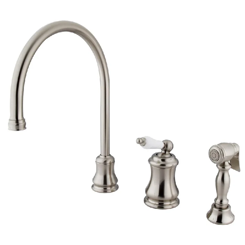 Satin Nickel Single Handle Widespread Kitchen Faucet w Sprayer KS3818PLBS