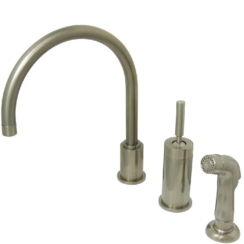 Satin Nickel Single Lever Widespread Kitchen Faucet With Sprayer KS8008DLSP