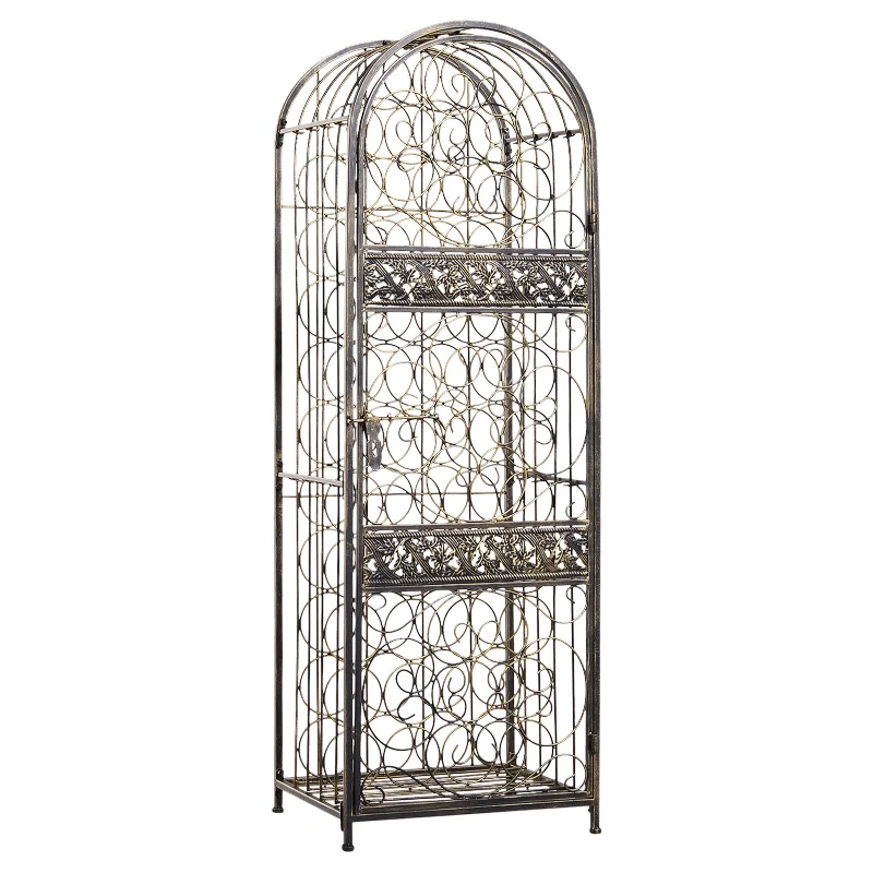 Streamdale 45 Bottle Wrought Iron Wine Rack Jail with Lock - Antique Bronze