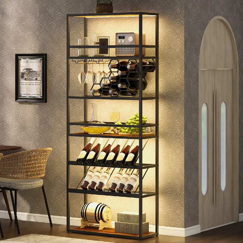 Streamdale 78" LED Tall Bar Cabinet with Ample Wine Storage and Style